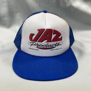 VINTAGE Santa Paula CA JAZ Products Hat | Blue/White Trucker | The Catalina Cap